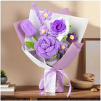 Handmade Purple Crochet Flower Bouquet