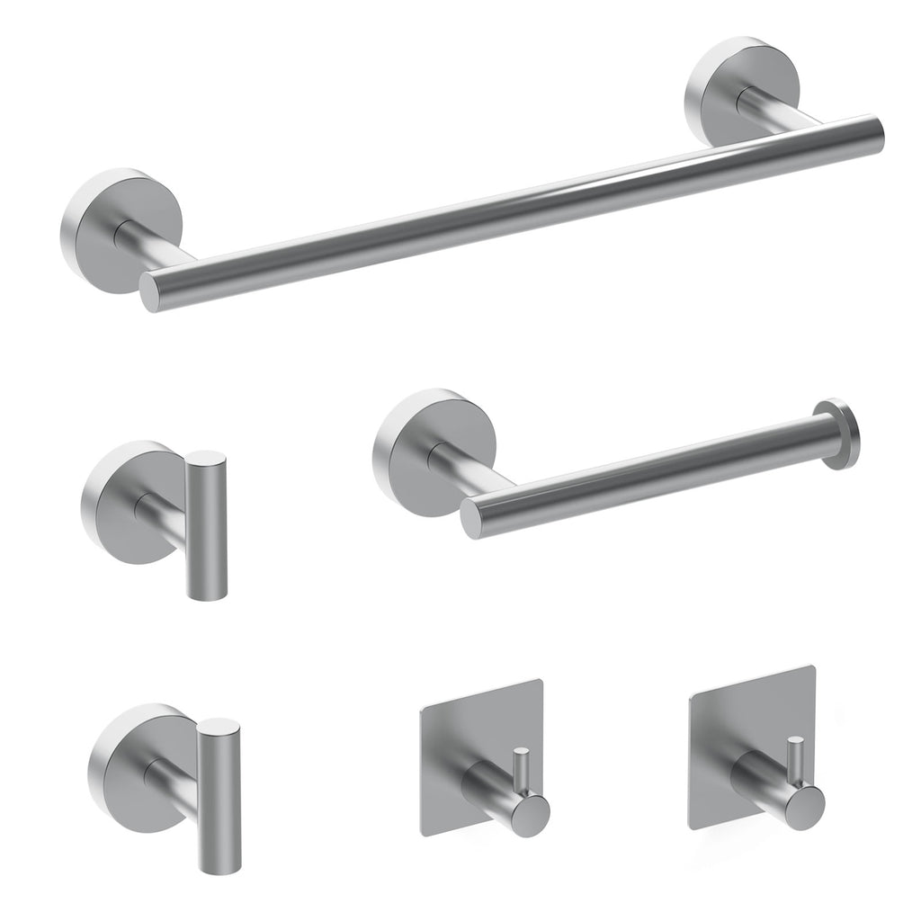 Towel Rail Bathroom Hardware Set 6-Piece Brushed Nickel