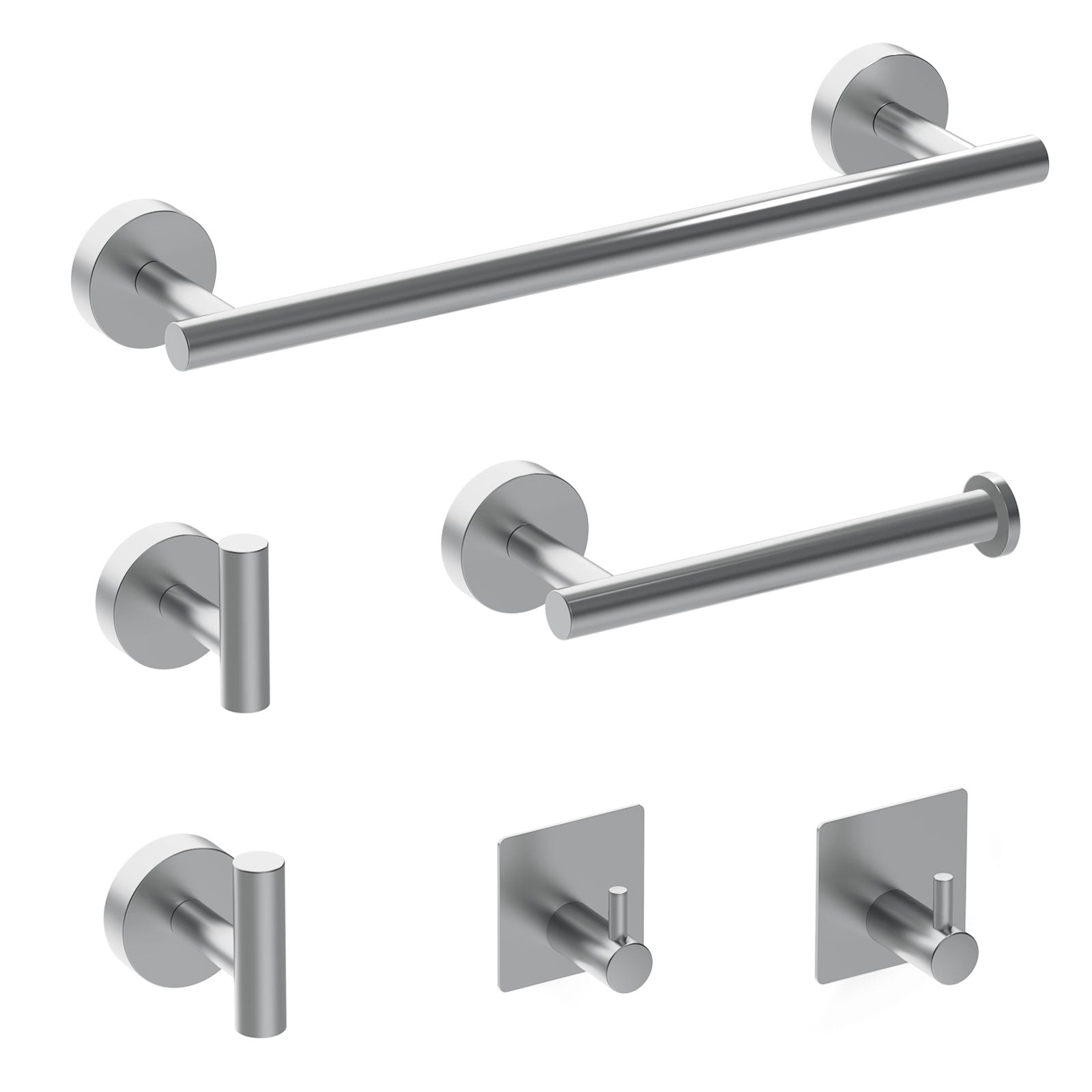 Towel Rail Bathroom Hardware Set 6-Piece Brushed Nickel
