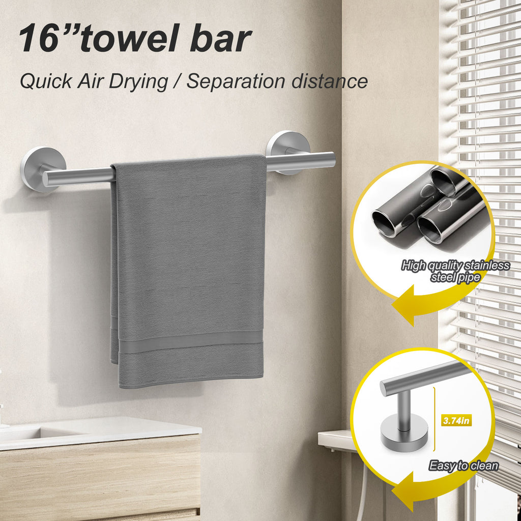 Towel Rail Bathroom Hardware Set 6-Piece Brushed Nickel