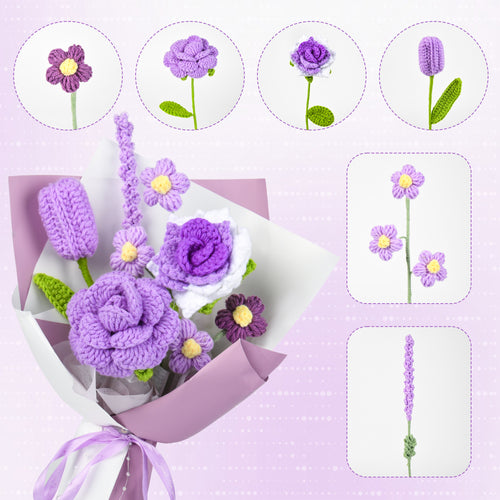 Handmade Purple Crochet Flower Bouquet