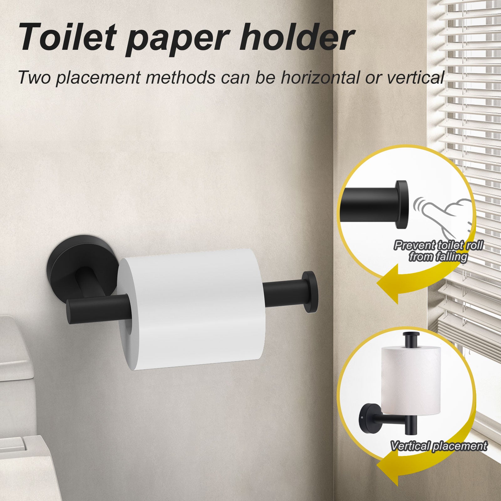 Towel Rail Bathroom Hardware Set 6-Piece Black Bathroom Accessories Set 40CM