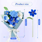 Handmade Crochet Flowers , Blue Knitted Bouquet Gift