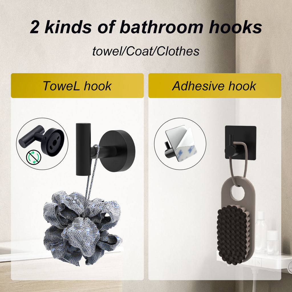 Towel Rail Bathroom Hardware Set 6-Piece Black Bathroom Accessories Set 40CM
