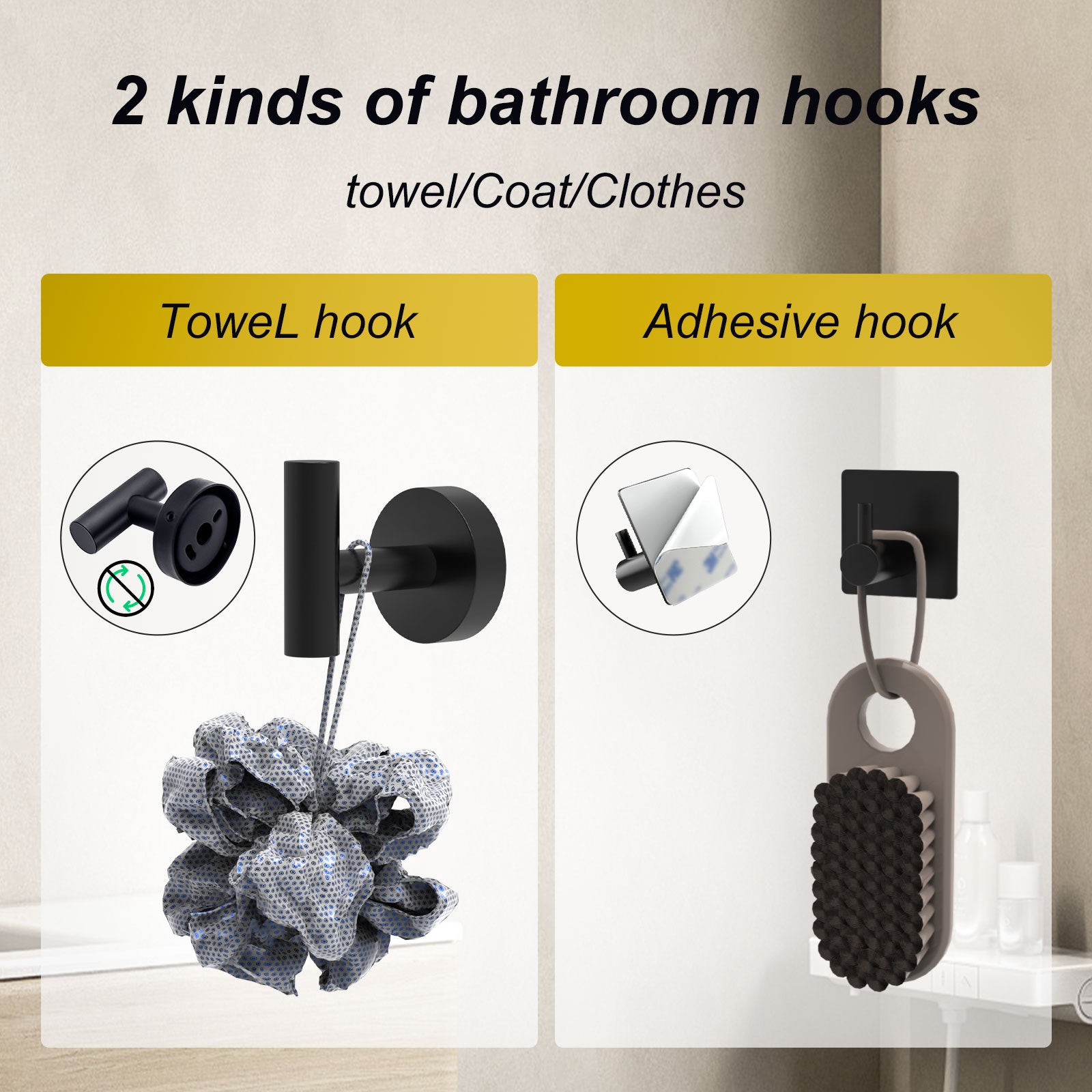 Towel Rail Bathroom Hardware Set 6-Piece Black Bathroom Accessories Set 40CM
