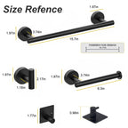 Towel Rail Bathroom Hardware Set 6-Piece Black Bathroom Accessories Set 40CM