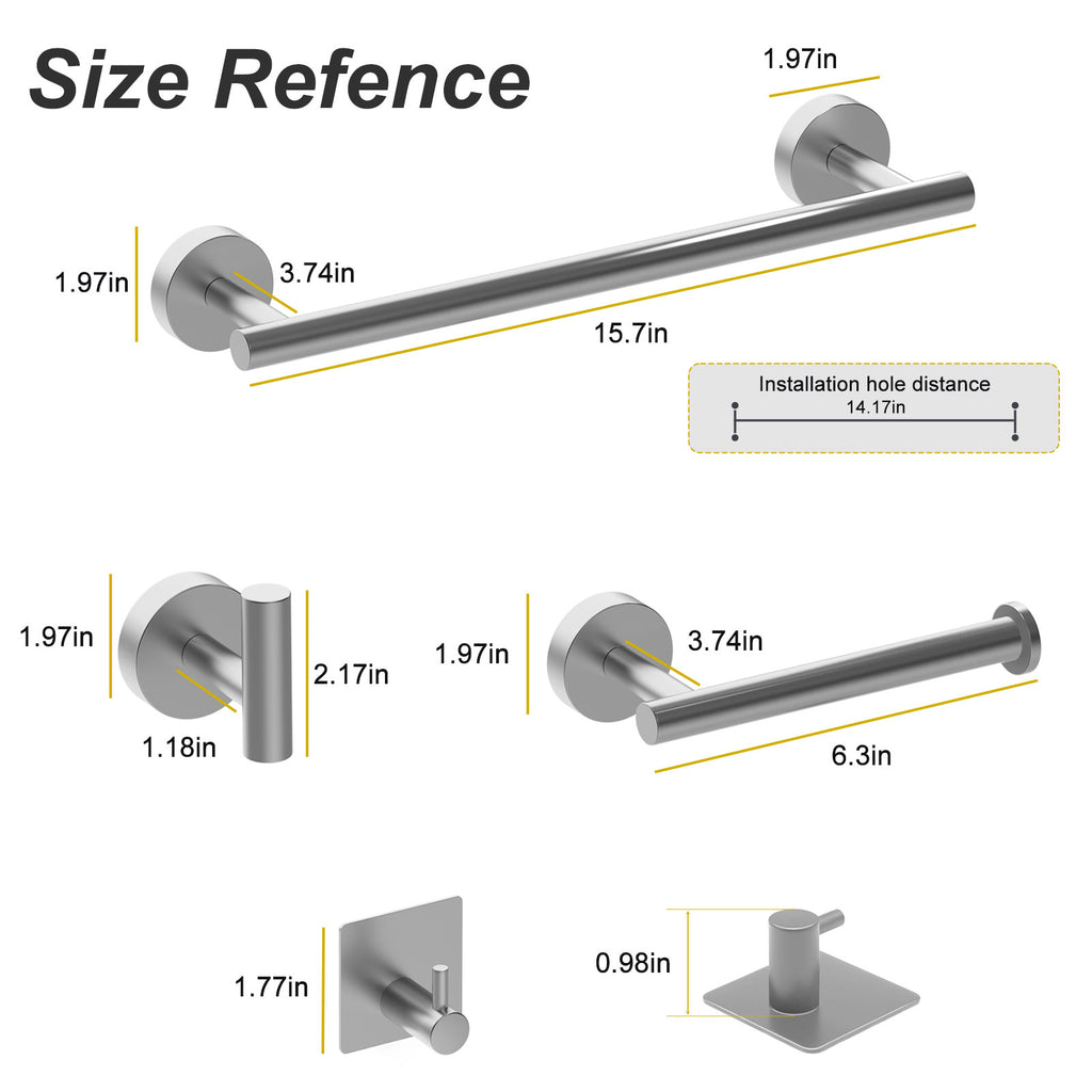 Towel Rail Bathroom Hardware Set 6-Piece Brushed Nickel