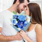 Handmade Crochet Flowers , Blue Knitted Bouquet Gift