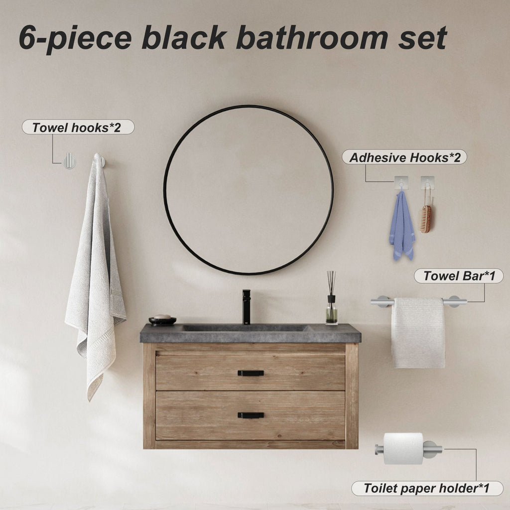 Towel Rail Bathroom Hardware Set 6-Piece Brushed Nickel
