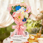 Crochet Flower Bouquet Pink, Elegant Floral Gift for Her