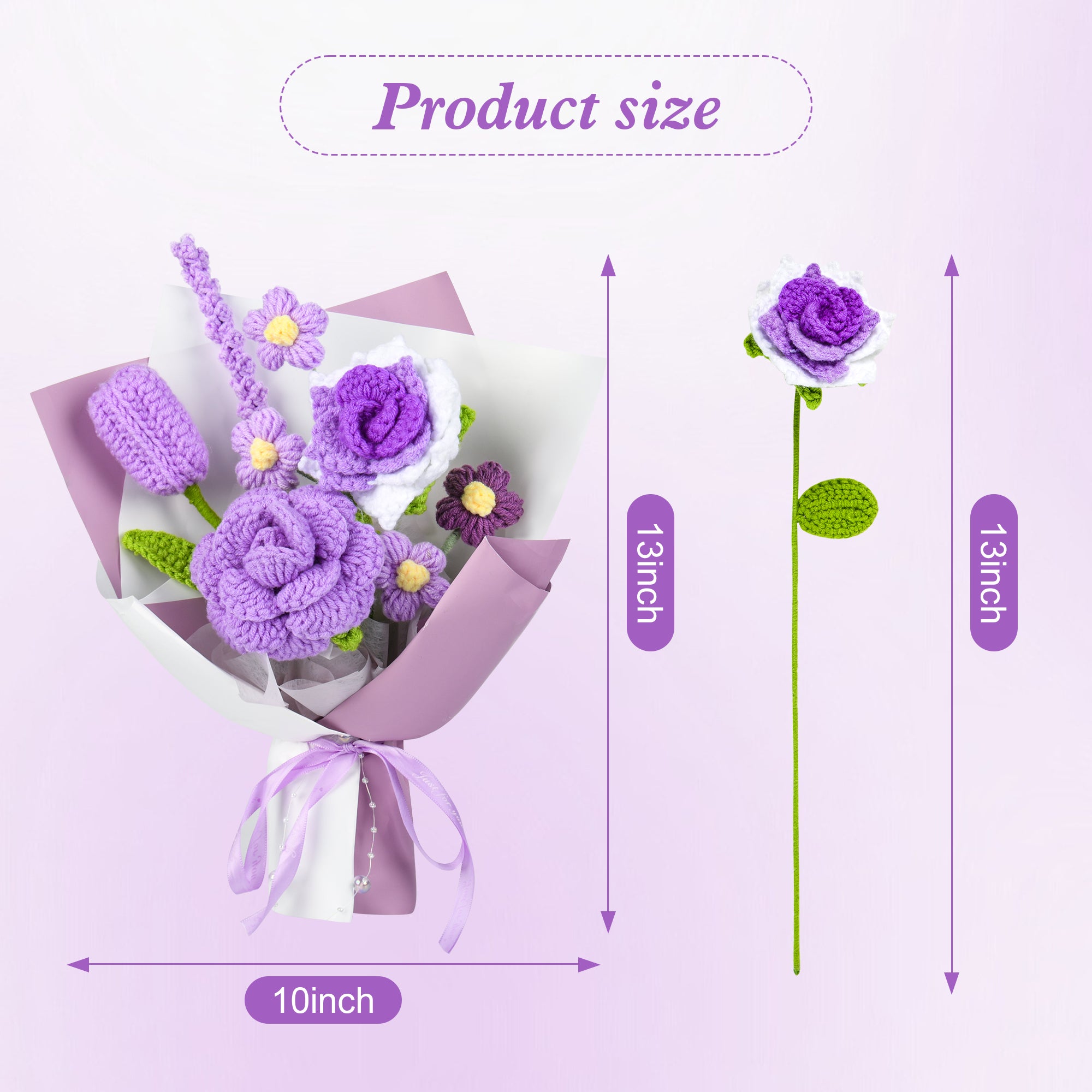Handmade Purple Crochet Flower Bouquet