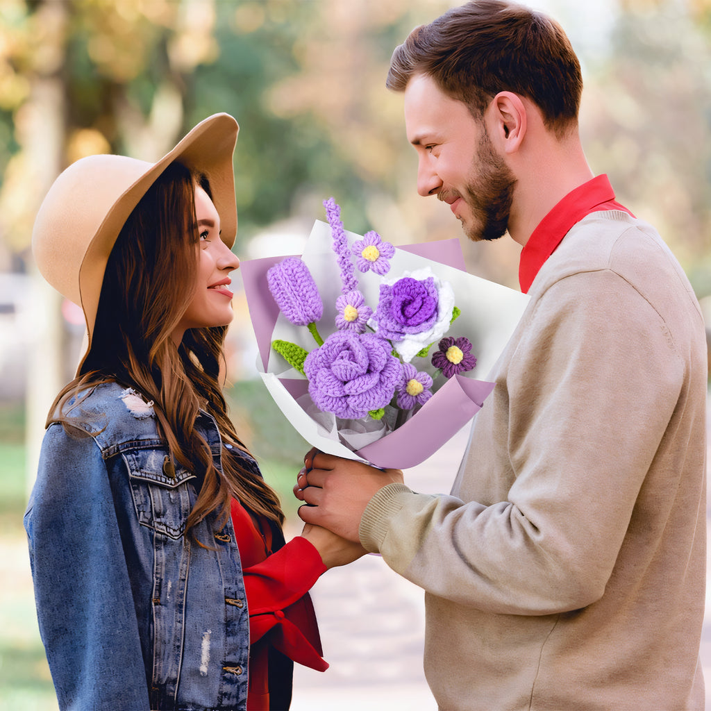 Handmade Purple Crochet Flower Bouquet