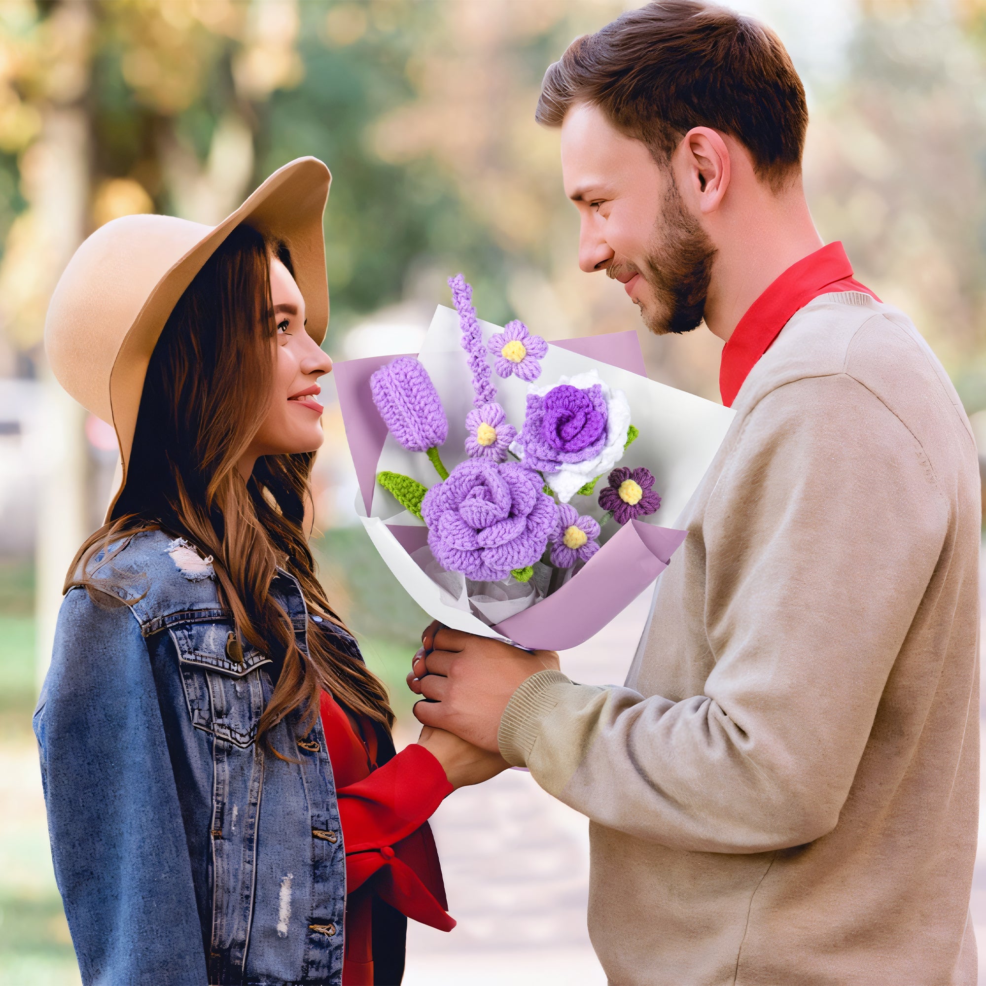 Handmade Purple Crochet Flower Bouquet